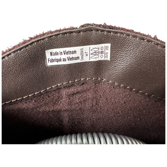 CROCS Leigh Womens 7 Espresso Suede Ankle Boots Wedge Heels Bootie Side Zip - Picture 12 of 13